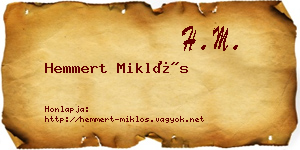 Hemmert Miklós névjegykártya