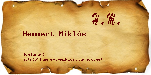 Hemmert Miklós névjegykártya